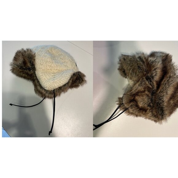 J Davidsson Icelandic Wool Cable Knit Fur Trapper Hat Earflap Beanie Unisex OS main image 7